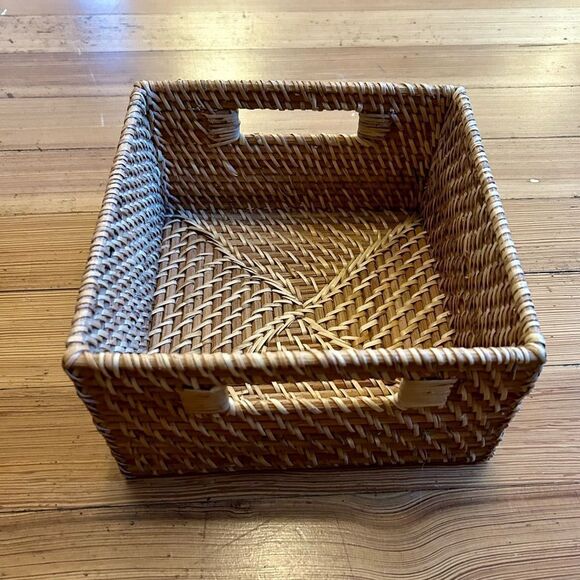 Container Store Rattan Cube with Handles Natural. - Picture 1 of 8